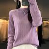 Knitted Warm Loose Blended Autumn and Winter Shirt Short Base Hollow Semi-turtleneck Sweater Fine Imitation Women's Clothing New