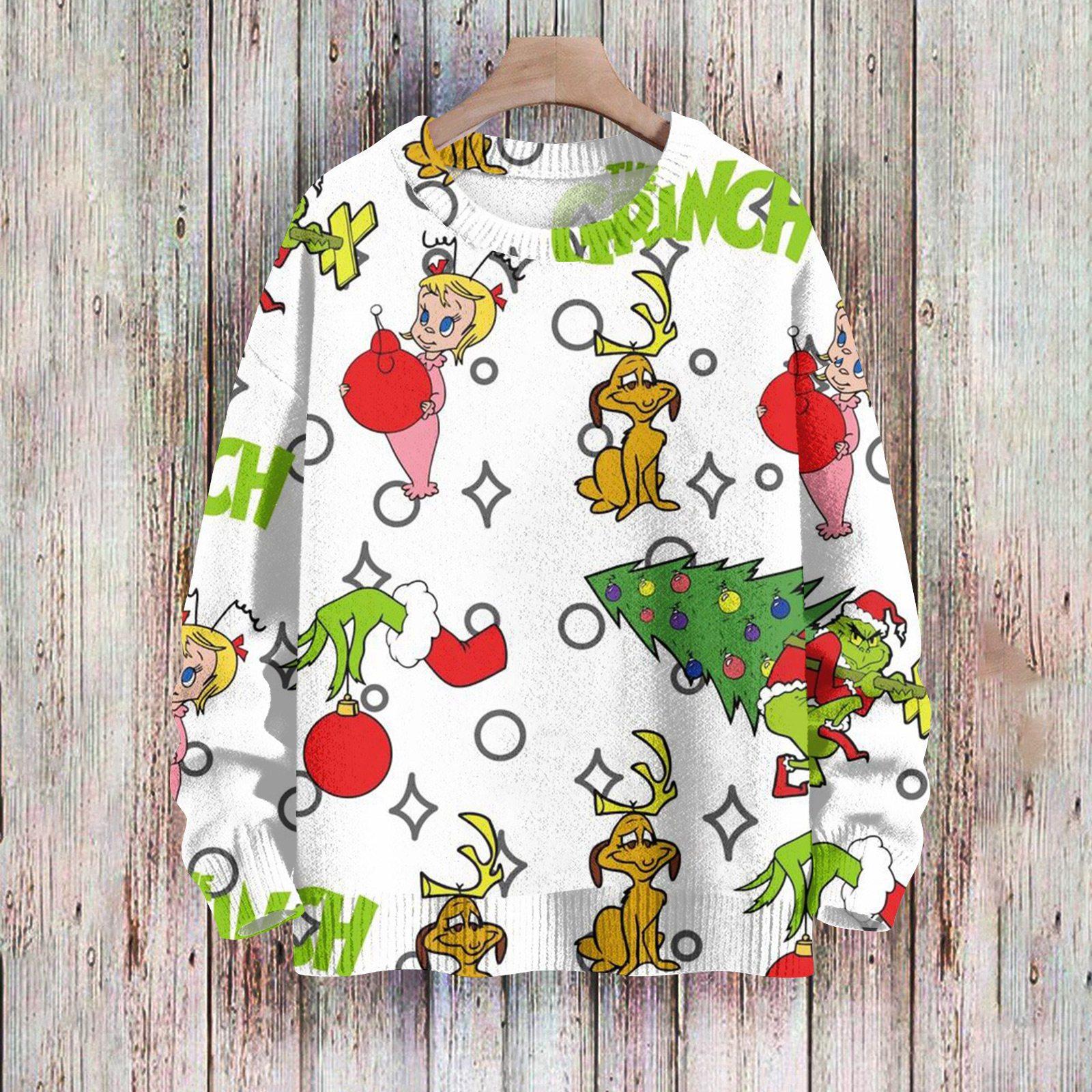 

Рождественские толстовки для женщин Вязаный свитер Милая рубашка Осенний свитер с круглым вырезом Топы M белый