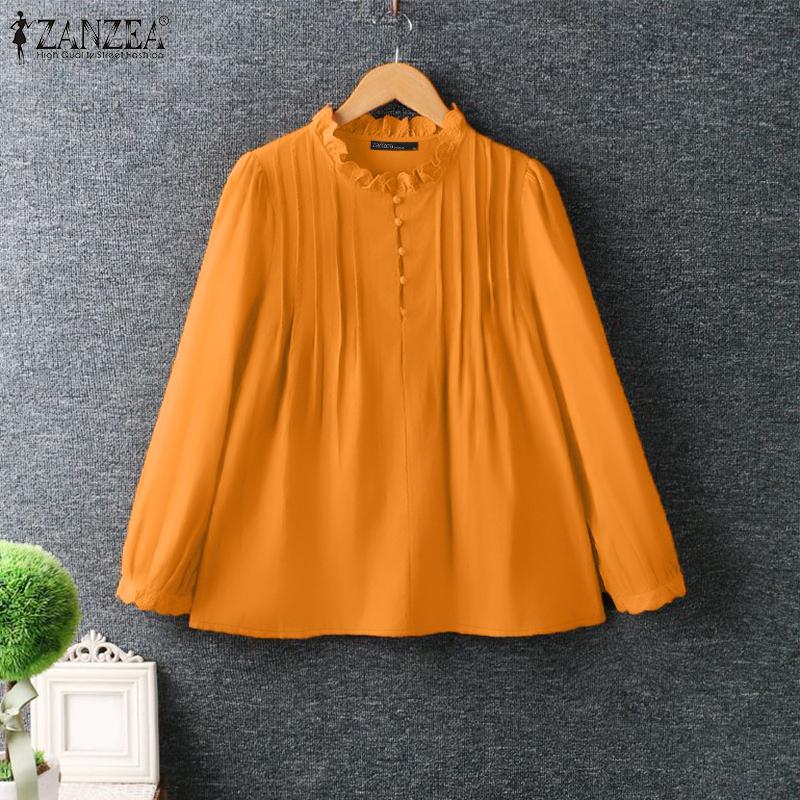 ZANZEA Bluză casual cu mânecă lungă cu gât rotund din dantelă