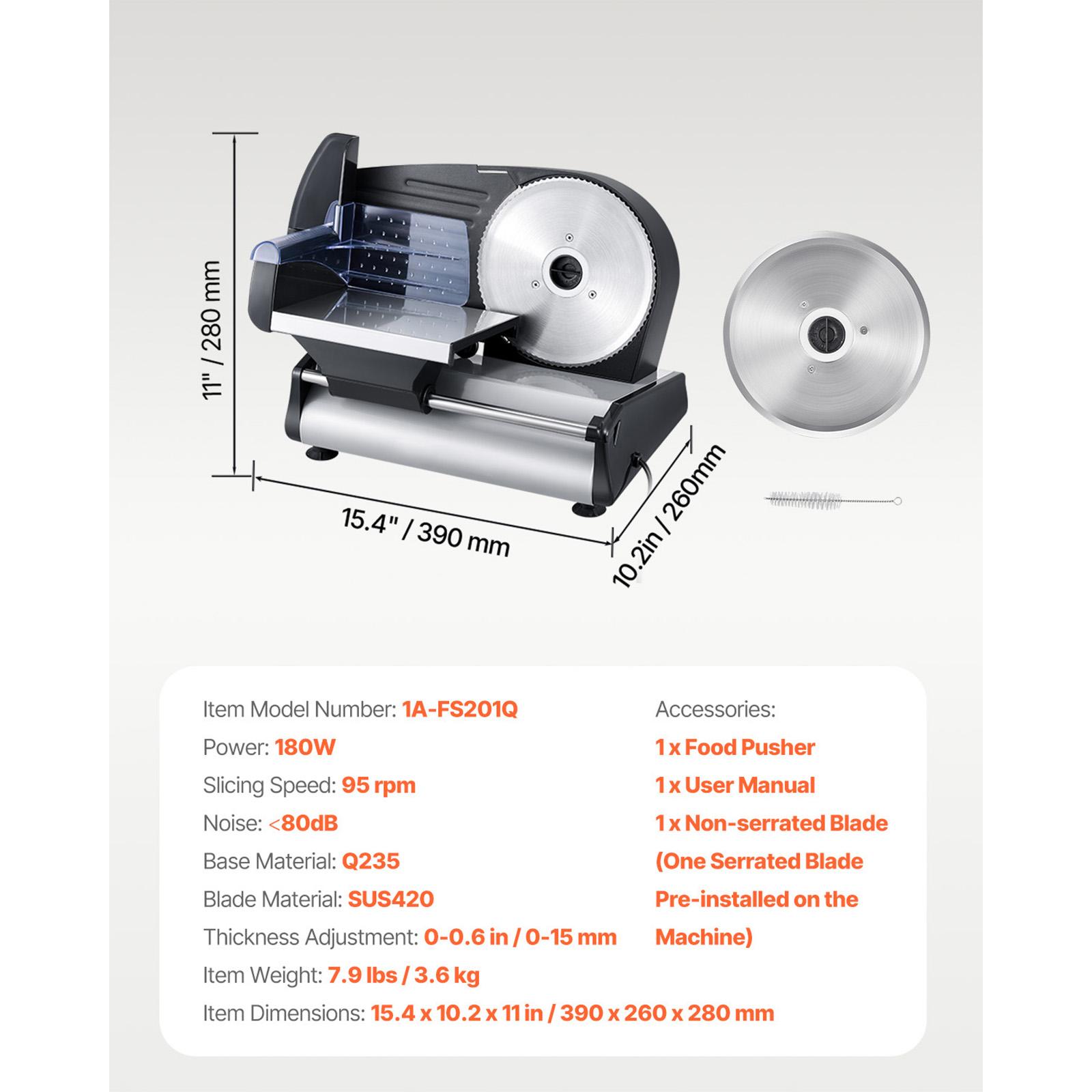 

SucceBuy Электрический слайсер для мяса, деликатесов и продуктов, Мясорезка с 2 премиальными лезвиями SUS420, Машина для нарезки продуктов для мяса, твердого хлеба чёрный