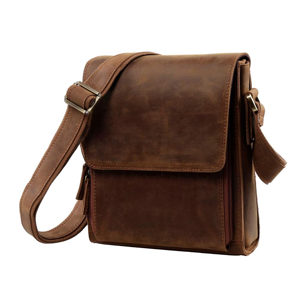 NICE SELECTION Genuine Leather Shoulder Crossbody Messenger for and More Men's Bag, Bag, Bag, Commuting, School, (Regular, Brown)
