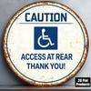 1pc Vintage Round Metal Sign Retro Accessible Pathway Rear Entrance Warning Plaque 2D Flat Door Sign Office Public Commercial Decor