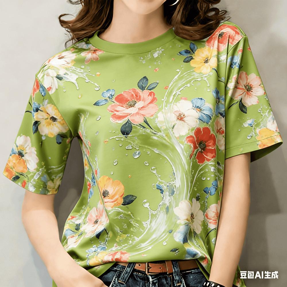 

Women s casual printed T-shirt - short sleeved streetwear XS