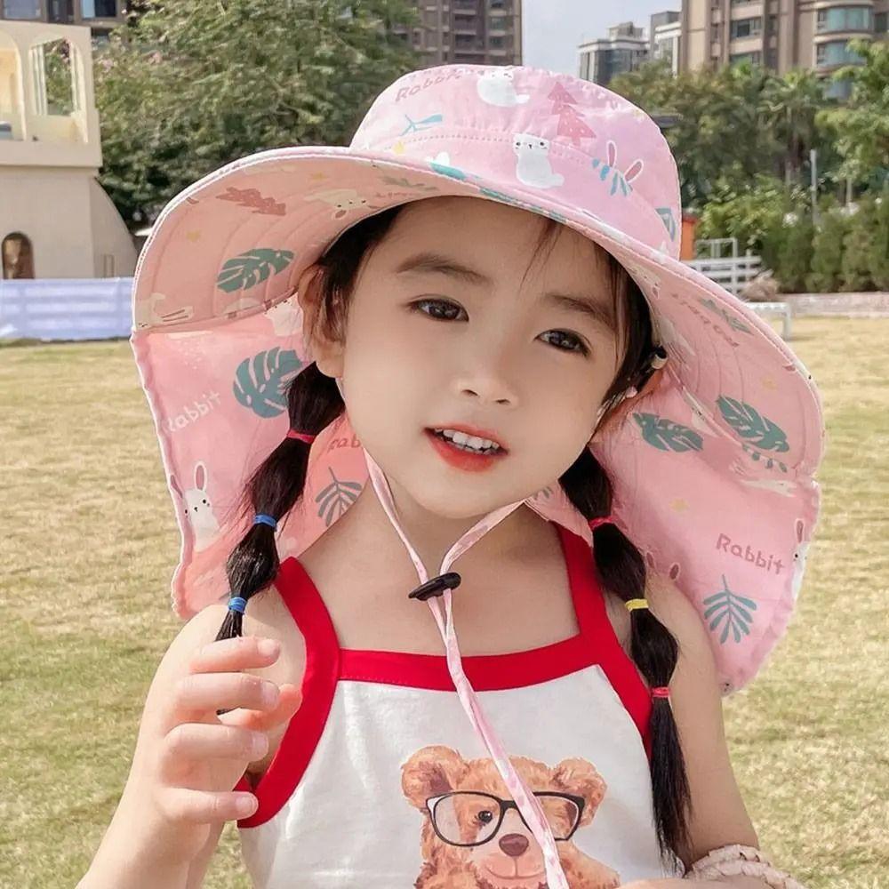 With Whistle Summer Baby Hat Neck Ear Cover Kids Beach Caps  Outdoor Sports