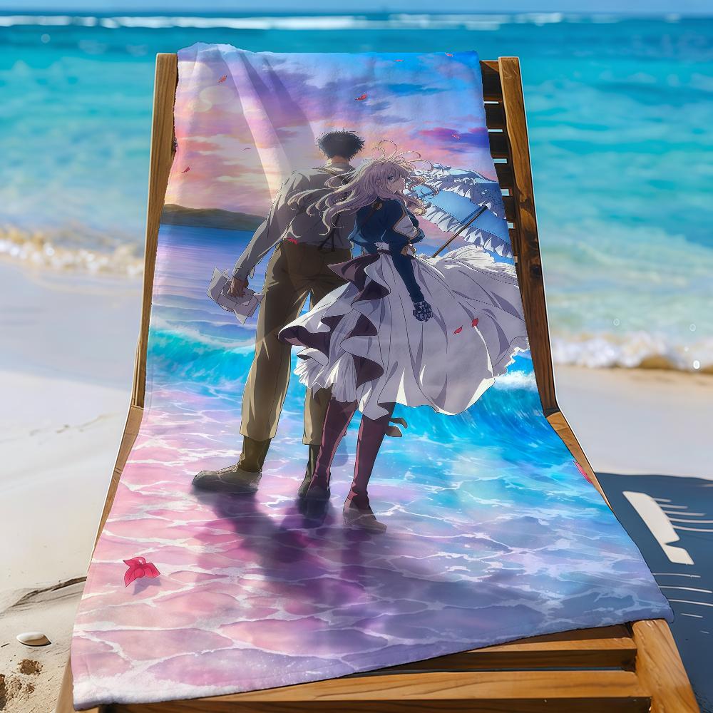 

Anime V-Violet E-Evergarden Towel Sports Quick Dry Travel Camping Gear Sandproof Soft Light Large Beach Towel W40*H60(CM)