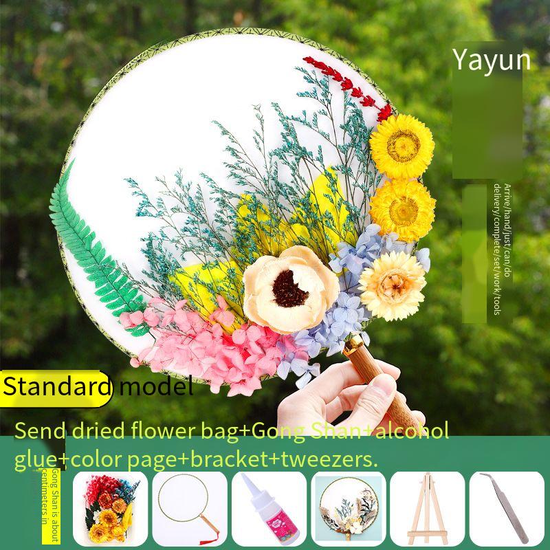 DIY Preserved Fresh Flower Hand Fans Creative Party Gift Home Decoration Fashion Decorative Chinese Japanese Fan Versatile New