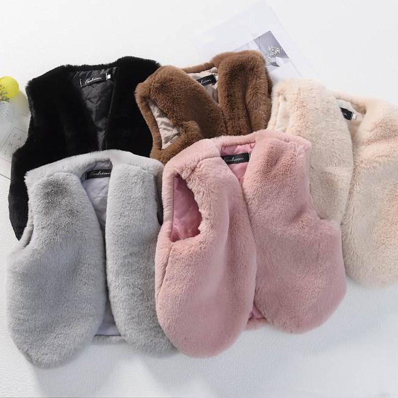 Podzim Zima Vesta z umělé kožešiny Dívky Batole Dívky Bunda bez rukávů Děti Dívčí svrchní oděv