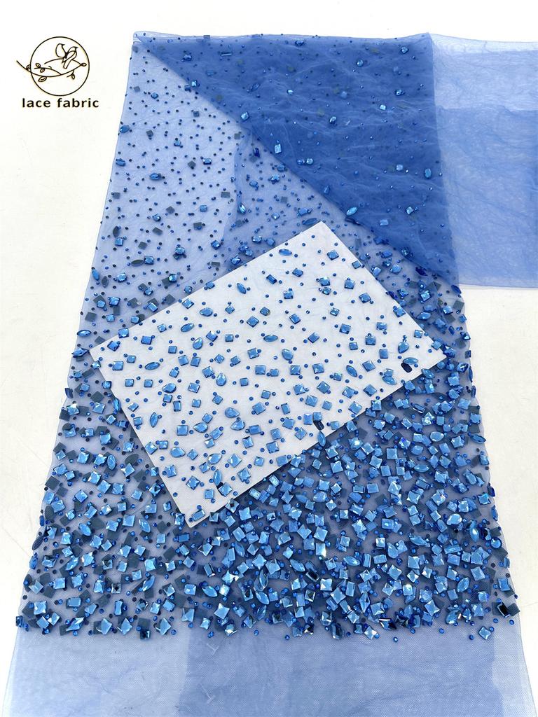 African Heavy Stones Lace Fabric 2025 High Quality for Women Nigerian French Stones Tulle Lace Fabric Wedding Party Dress Sewing