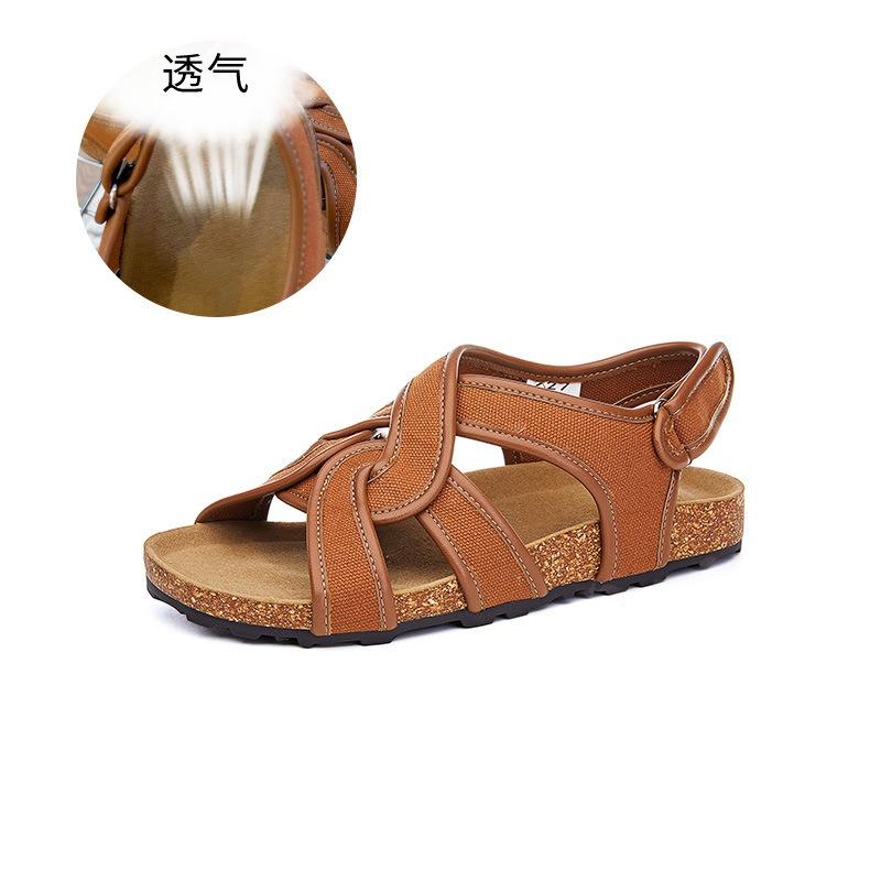 

New cross-strap sandals women s summer flat casual outer wear beach sandals Velcro retro women s shoes tide 40