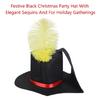 Versatile Black Christmas Hat with Feathered Detailing for Caroler Snowman