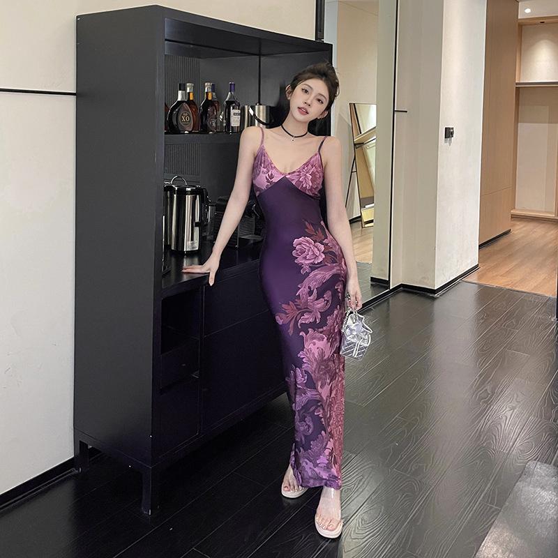 2026 summer women's clothing new style vacation casual slim print design sense suspender dress female sexy