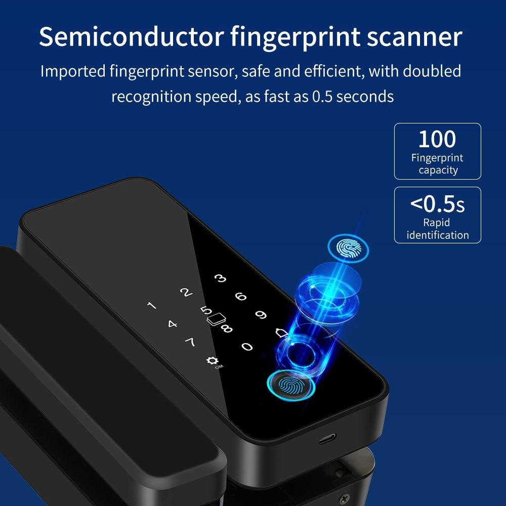 Intelligentes Fingerabdruck-Glastürschloss APP Bluetooth Elektronisches Schloss Haus Büro Sicherheitszugangskontrollsystem