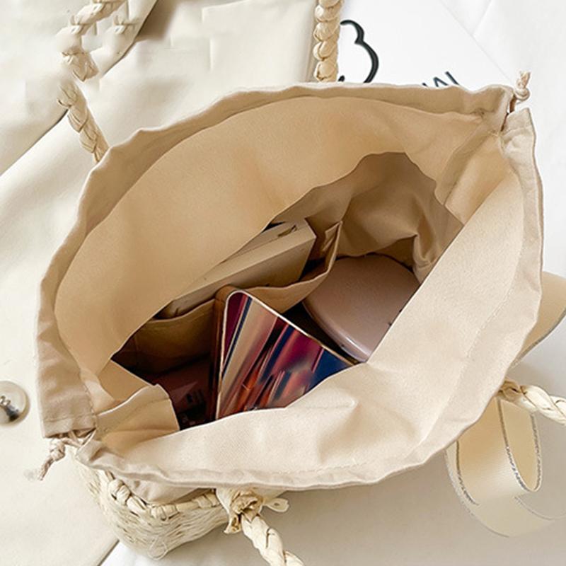 Women Summer Straw Woven Tote Small Clutch Bags Retro Ladies Beach Basket Handbags Vacation Travel Shopping Purse