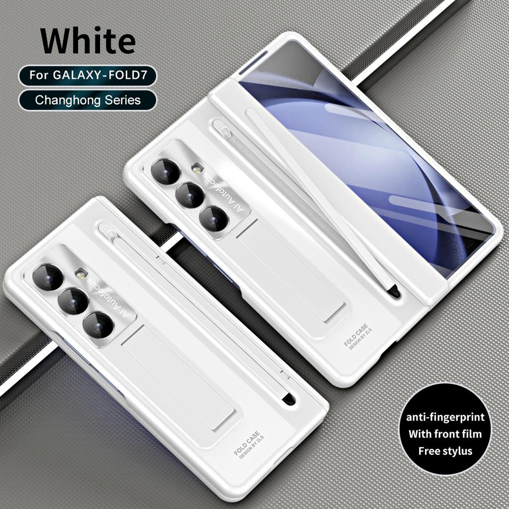 Etui z uchwytem na rysik do Samsunga Galaxy Z Fold 7 6 5 4 FOLD7 Pokrowiec składany na zawiasie Podpórka Pełna ochrona Folia ze szkła hartowanego