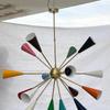 16-Arm Multicolored Sputnik Brass Chandelier Pendant - Stilnovo Large Chandelier - Christmas Decor Accent Gift