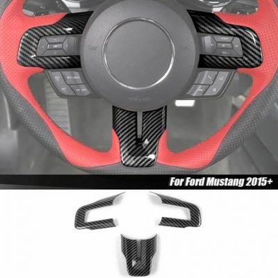 Innenraum-Lenkradabdeckung Zierleiste Für Ford Mustang 15+ Kohlefaser Zubehör