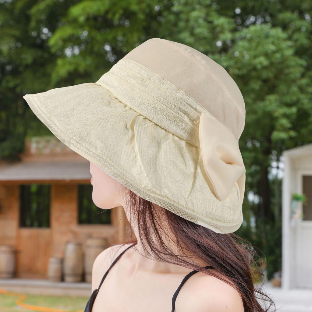 2026 new big brim bow sun hat children summer thin bucket hat elegant foreign style sun hat tide