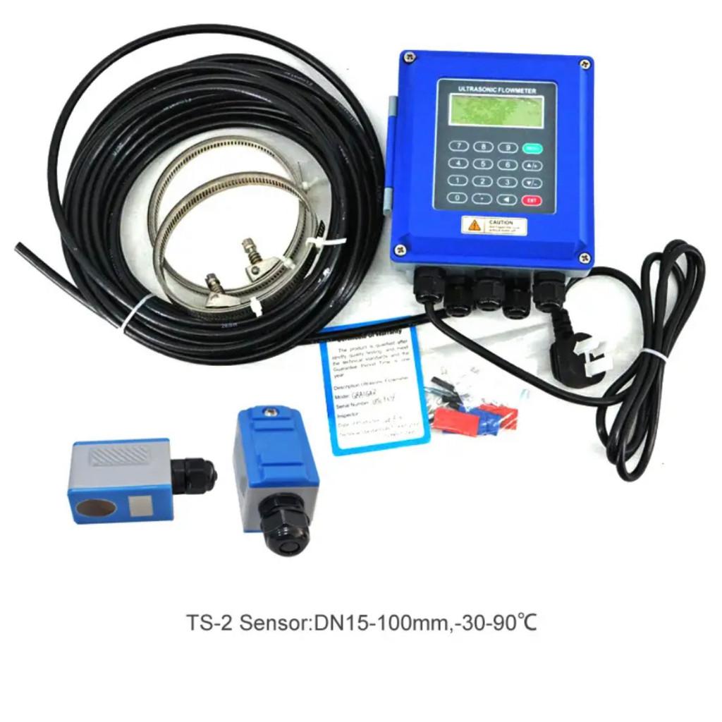 TUF-2000B Portable Digital Water Liquid Flow Meter Wall Mounted Clamp On Ultrasonic Flowmeter