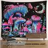 TUGCAY Blacklight Mushroom Tapestry, Glow In The Dark Tapestry Black Light Plant Fantasy UV Reactive Mushroom Butterfly Moon Tapestries Posters Wall