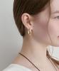Halden Oval Curve One Touch Earrings (E067_Gold)