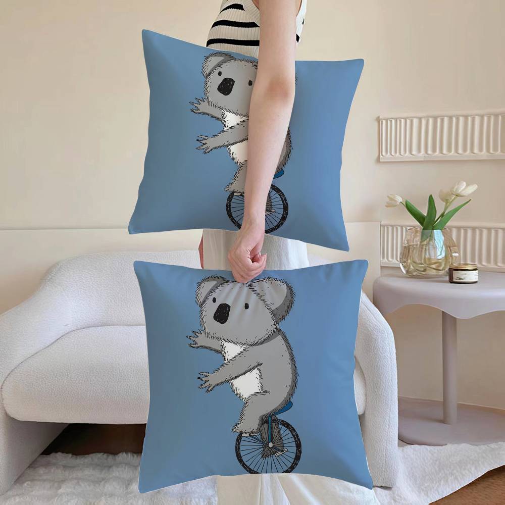 Koala Creative Cartoon Pillow Case Anti-dustmite Pillowcase Invisible Zipper Silky Sofa Cushion Cover