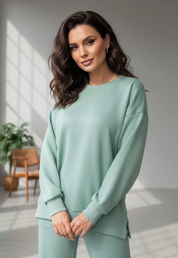 Elegant Women's Tracksuit - Set Hoodie and Trousers - Mint M1250 R. S