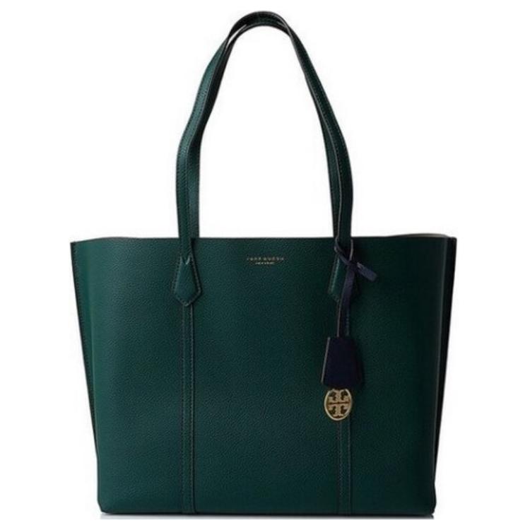 

Tory Burch Perry Letter Logo Leather Tote Bag Women tote Dark-Green 53245-348 Basic Set (Bag+Dust Bag)