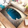 3D Waterfall Carpet with Ripped Stone Illusion Design Realistic Floor Carpet for Living Room Modern Optical Illusion Home Decor