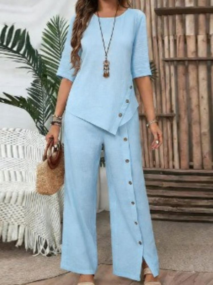 Ensemble Top Asymétrique et Pantalon Large pour Femme