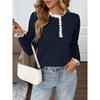 Women's Fall Long Sleeve Sweaters Lace Trim Mock Neck Cozy Trendy Knit Pullover Tops