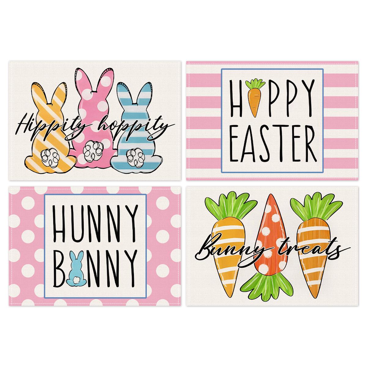 

Easter Bunny Faux Linen Egg Placemat for Party Decor 45x30cm