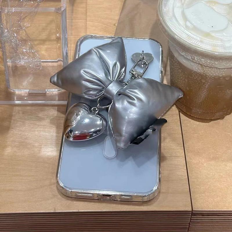 Y2K Silver Color Bowknot Keychain  Sweet Bow Keyring For Girls Backpack Pendant Bag Hanging Decoration Gifts