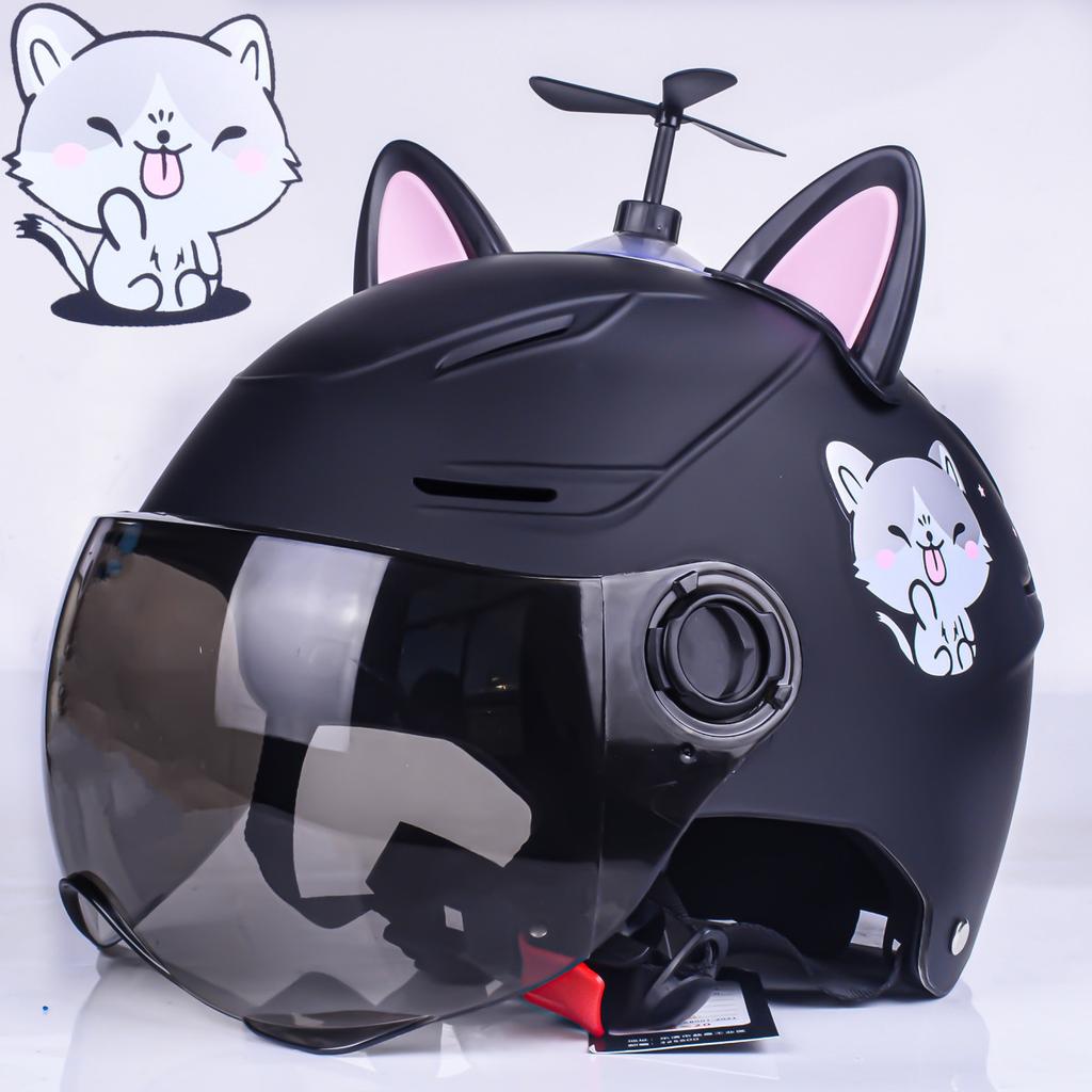 Electric Car Helmet Cute Cat Lightweight Personality Summer Riding Helmet National Standard Sun Protection Hat