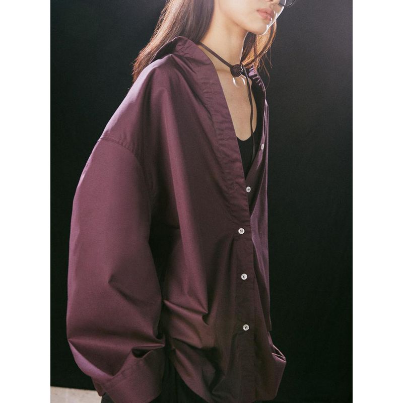 Za2025 Spring New Women's Clothing Fashion Single-Breasted Back Pleated Loose Long Sleeves Lapel Shirt 3067118