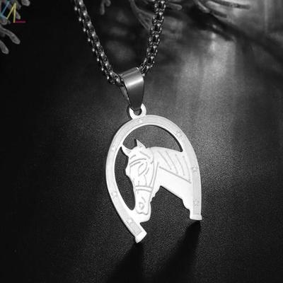 Hip Hop Metal Horse Head Pendant Necklace