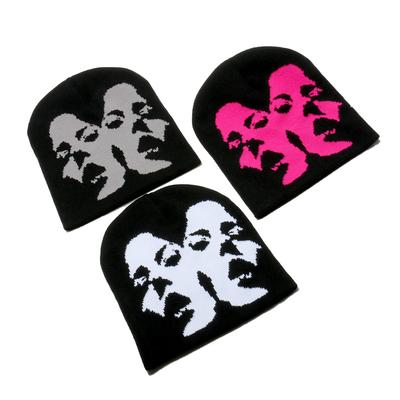 Popular Men's and Women's Couple Hats, Women's Face Pattern, Beanie, Hip-hop, Suitable for Hiking and Camping, Winter Hat