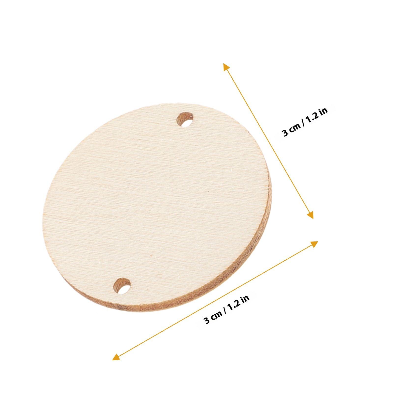 

50Pcs Round Wood Slices DIY Calendar Kit for Wooden Plaque Birthday Reminder Board Unfinished Craft Tags with Holes хаки