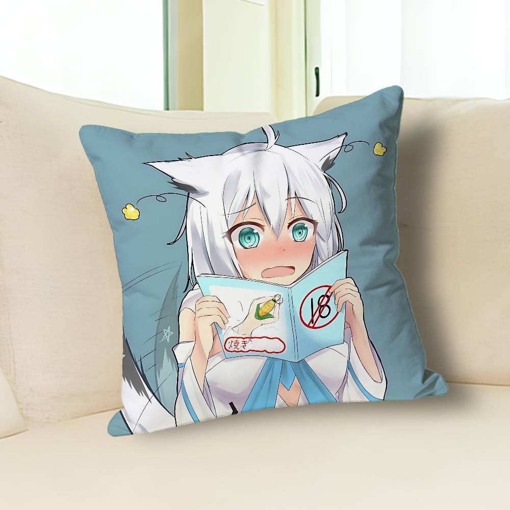 S-Shirakami Cute F-Fubuki Pillow Cases for Bedroom Living Room Sofa Home Decor Polyester Cushion Cover with Zipper
