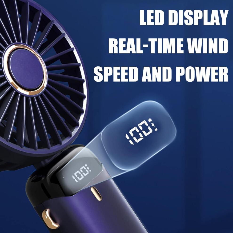 Ventilatore Portatile Jsdoin - Ricaricabile tramite USB, 5 Velocità, Batteria da 5000mAh, Griglia Staccabile, Pieghevole a 90°, Uso al Collo o sulla Scrivania