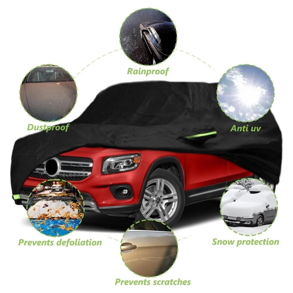 210T Waterproof SUV Car Cover Fit For Mercedes-Benz GLB 2019-2022 All Weather With Zipper Door Snow Rain Dust Hail Protection