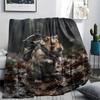 Hiking Animals Print Flannel Blanket,High Quality Comfortable for All Seasons,Home Decor,Warmth and Comfort,Perfect for Christmas Gifts