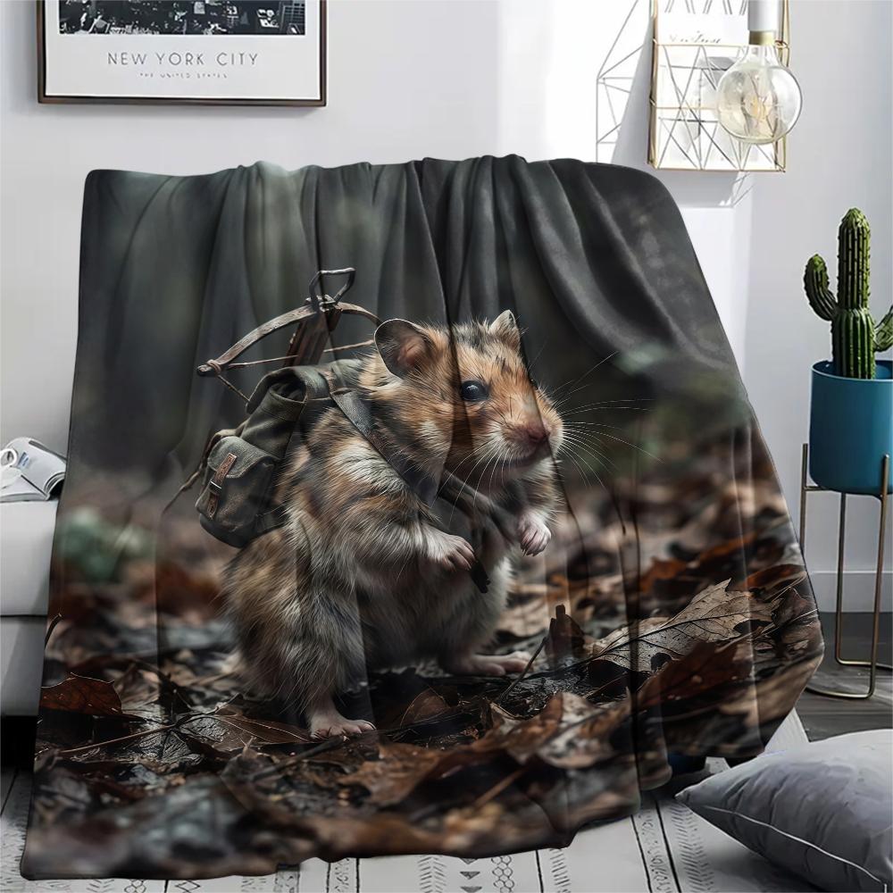 Hiking Animals Print Flannel Blanket,High Quality Comfortable for All Seasons,Home Decor,Warmth and Comfort,Perfect for Christmas Gifts