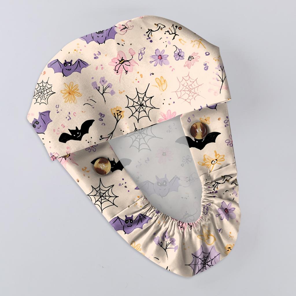 Fashionable Halloween Print Work Cap, Casual Women's Ponytail Cap, Wash Cap, Baotou Cap