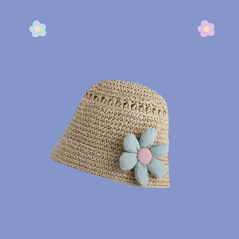 Neuer Sonnenhut mit kurzer Krempe für Damen, Sommer, handgefertigt, Strohhut, Sonnenschutz, kleine Blumen, süßer Eimerhut, Flut