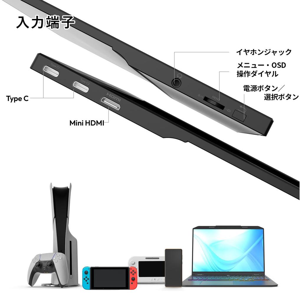 Pixio Portable Monitor PX160 Wave inch 60Hz FHD IPS HDR USB Mini HDMI Pixio Mobile Monitor Display 15.6 Type-C