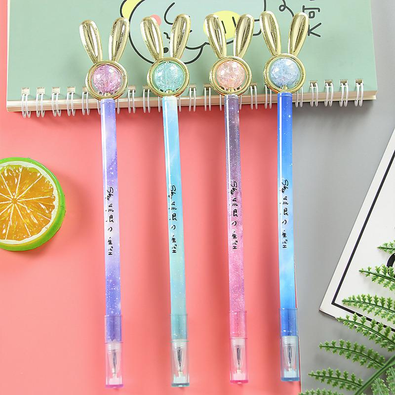 1 Piece Cute Cartoon Crystal Gel Ink Pens Kawaii Stationery Material Office School Supplies Gifts Gel Pen