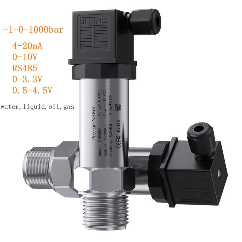 4-20mA G1/4  Pressure Transmitter  0-3.3V 10V RS485 Output Water Gas Oil Liquid 1bar 10bar 50mbar Vacuum Negative Sensor 0-3.3V G1-4