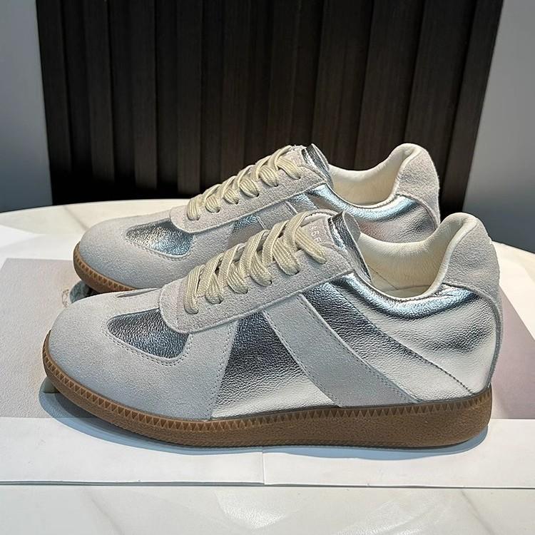 Real soft leather small inner height increase women's shoes 2025 new German training shoes platform white shoes spring and summer casual Forrest Gump
