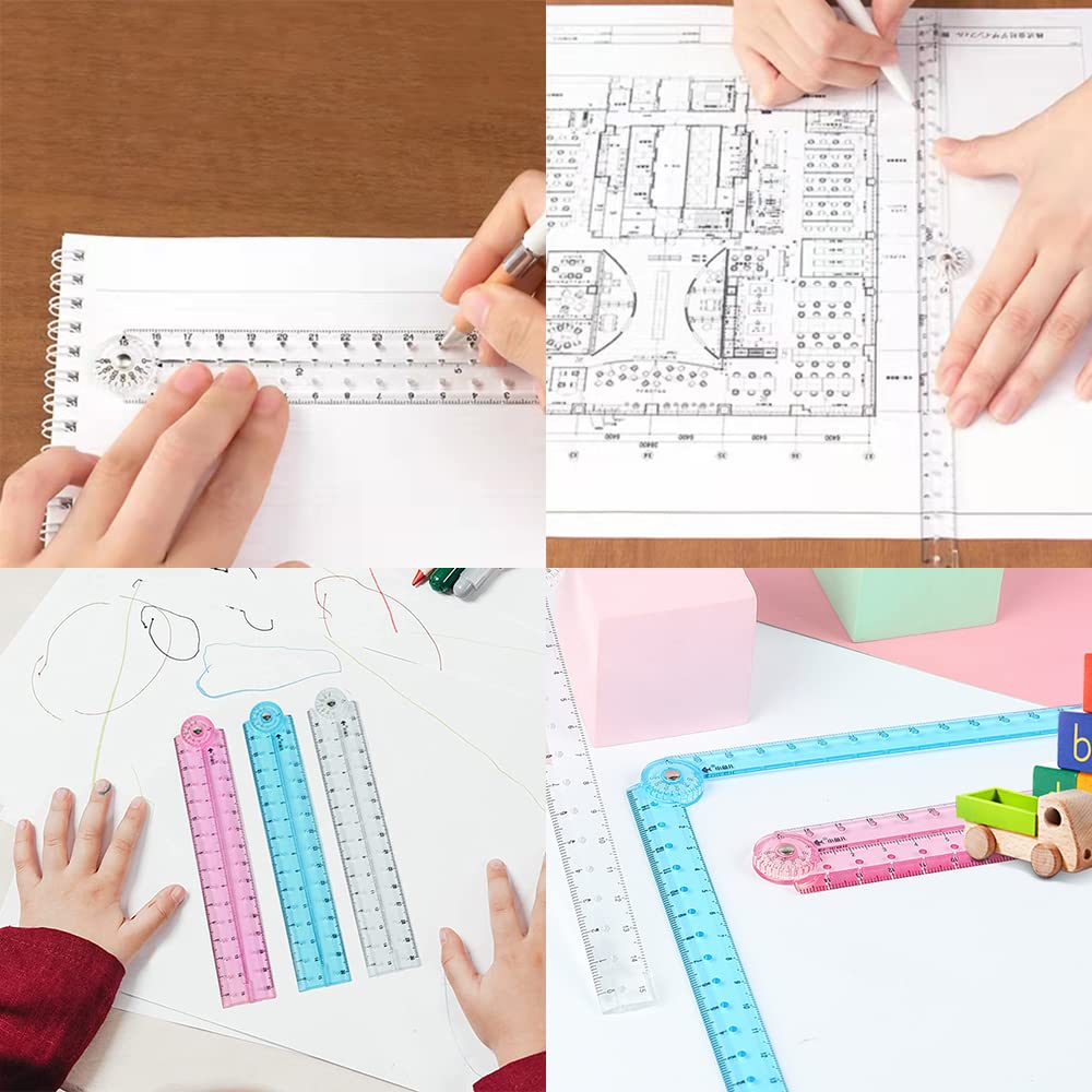 6 Pcs Folding Ruler Clear Ruler Soft Ruler for School Teacher Office Student Learning Supplies(Blue Red Transparent)