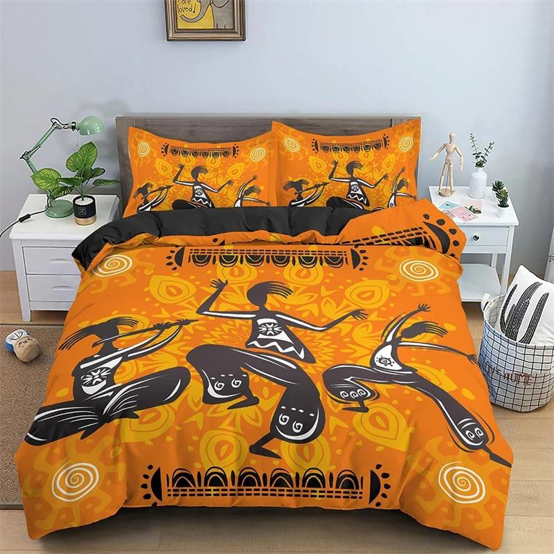 Ethnic Dancing Bedding Set Queen King Size Duvet Cover Pillowcase 3PCS Beautiful Woman Profile Design